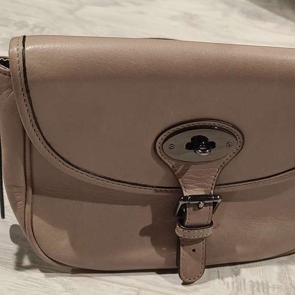 Danier genuine leather taupe crossbody bag - Picture 1 of 7
